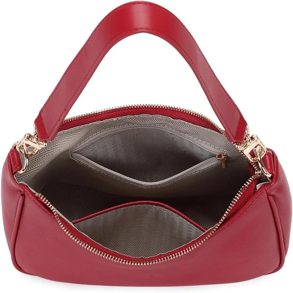 Women Red-G Imported Polyester Pu Leather Zipper Closure Cute Mini Tote Handbag - Picture 5 of 6